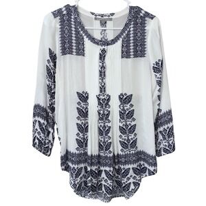 Daniel Rainn Women S Pleated Tunic Top Shirt Blouse Boho Peasant Western Cowgirl